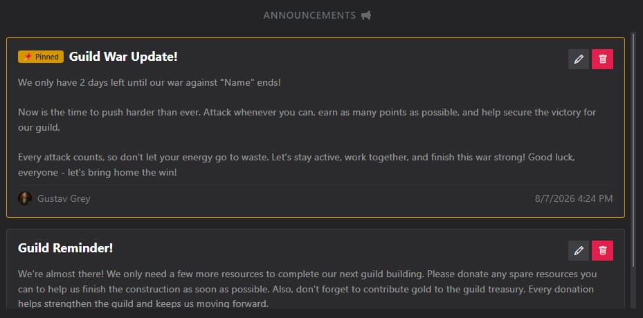announcements